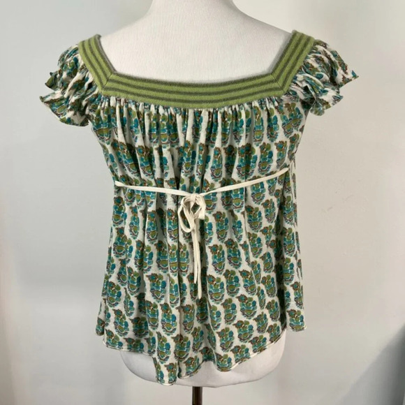 FREE PEOPLE XS Bohemian Babydoll Wool Cashmere Cap Sleeve Sweater Pearl Buttons - Picture 3 of 9